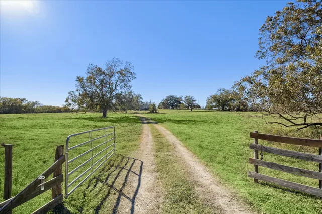 a view of a lake with a garden
