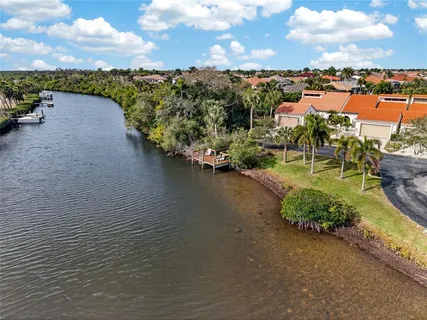 a view of a lake with houses