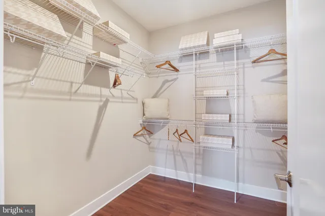 a view of a room with racks on the wall