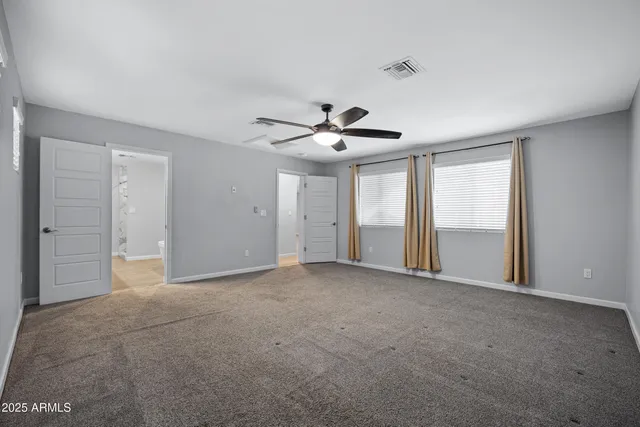 a view of an empty walk in closet