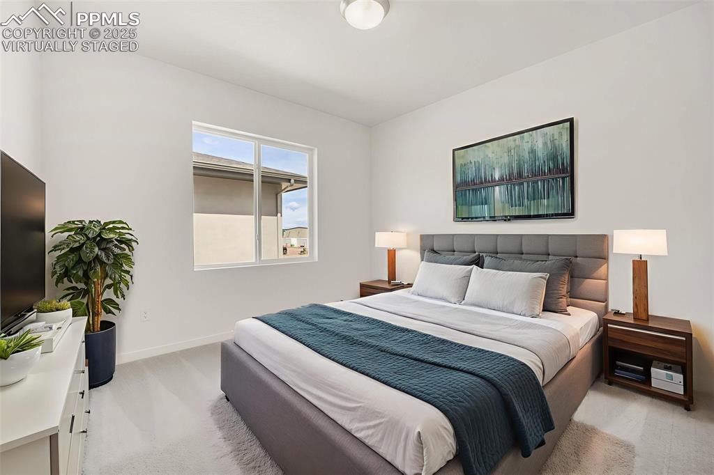 8156 Manor House Way Colorado Springs, CO 80908 - Photo 23 of 35 a bedroom with bed and a potted plant