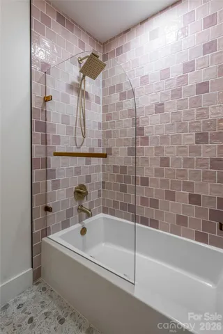 a bathroom with a bathtub