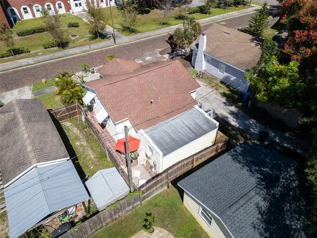 an aerial view of a house