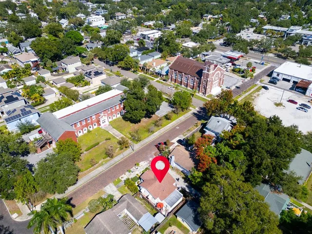 an aerial view of a city