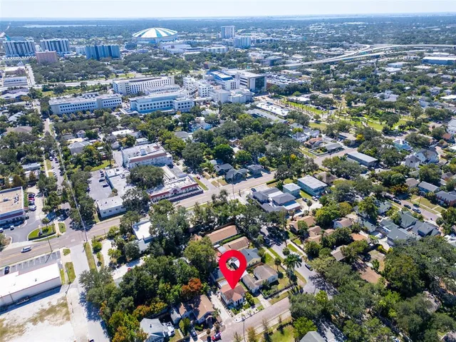 an aerial view of multiple house