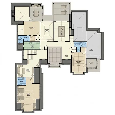 a view of a backyard with sitting area