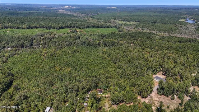 a view of a green field with lots of bushes