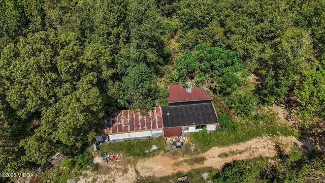 an aerial view of a house