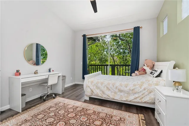 a bedroom with a bed and a walk in closet