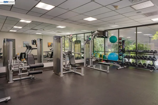 a view of a room with gym equipment