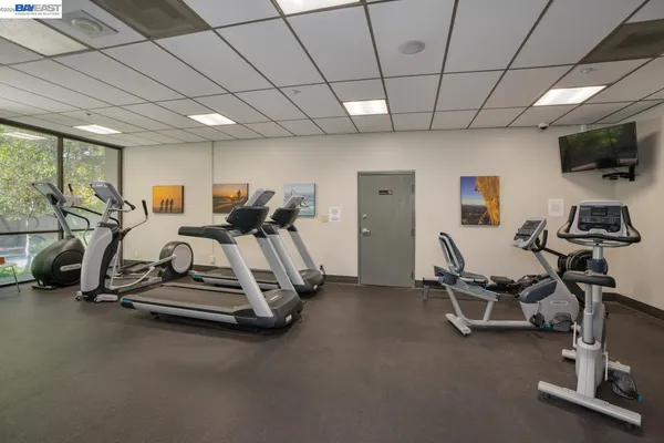 a view of a room with gym equipment