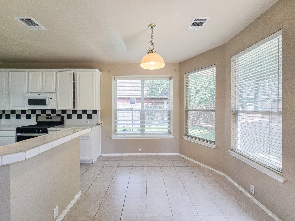 17692 Box Canyon Terrace Round Rock, TX 78681 - Photo 11 of 26 a kitchen with a refrigerator a stove top oven a sink and a window