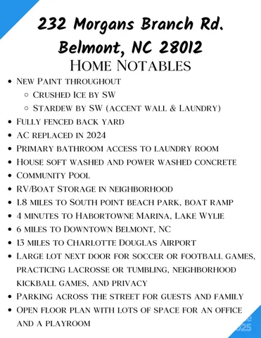 $465,000 | 232 Morgan's Branch Road, Belmont, NC 28012