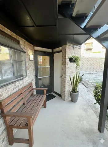a view of an outdoor space with seating area