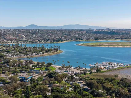 a view of a city with an ocean