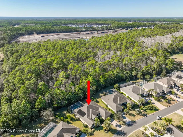 a front view of house with yard and trees around