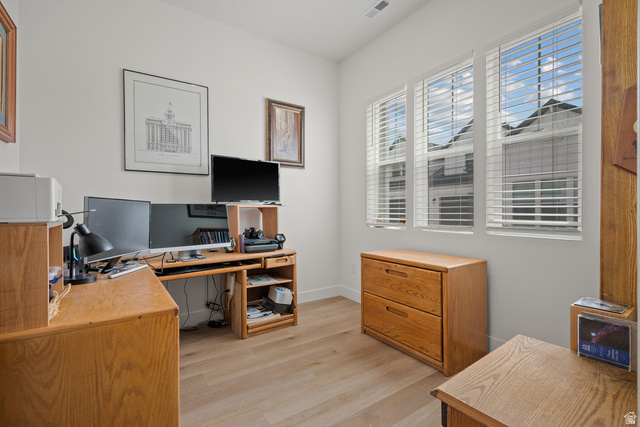 531 North Legend Way West, Unit D Mapleton, UT 84664 - Photo 23 of 42 Home office featuring light wood-style flooring and baseboards
