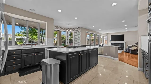 a kitchen with lots of counter top space