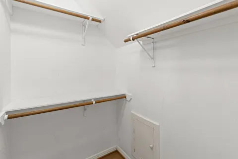 a view of small space with racks on the wall