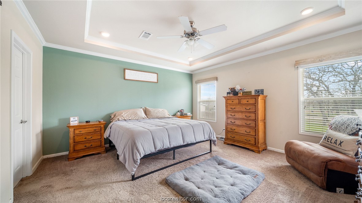 115 Cedar Lane Somerville, TX 77879 - Photo 14 of 50 a bedroom with a bed and ceiling fan