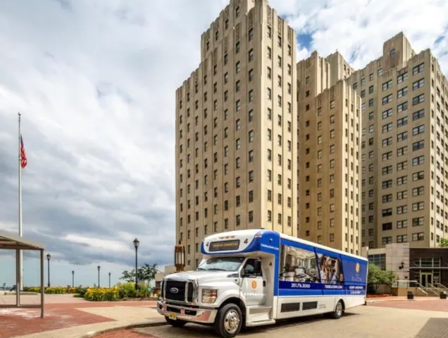 a car parked in front of a building