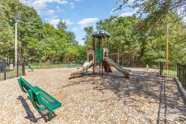 a view of a park with slides