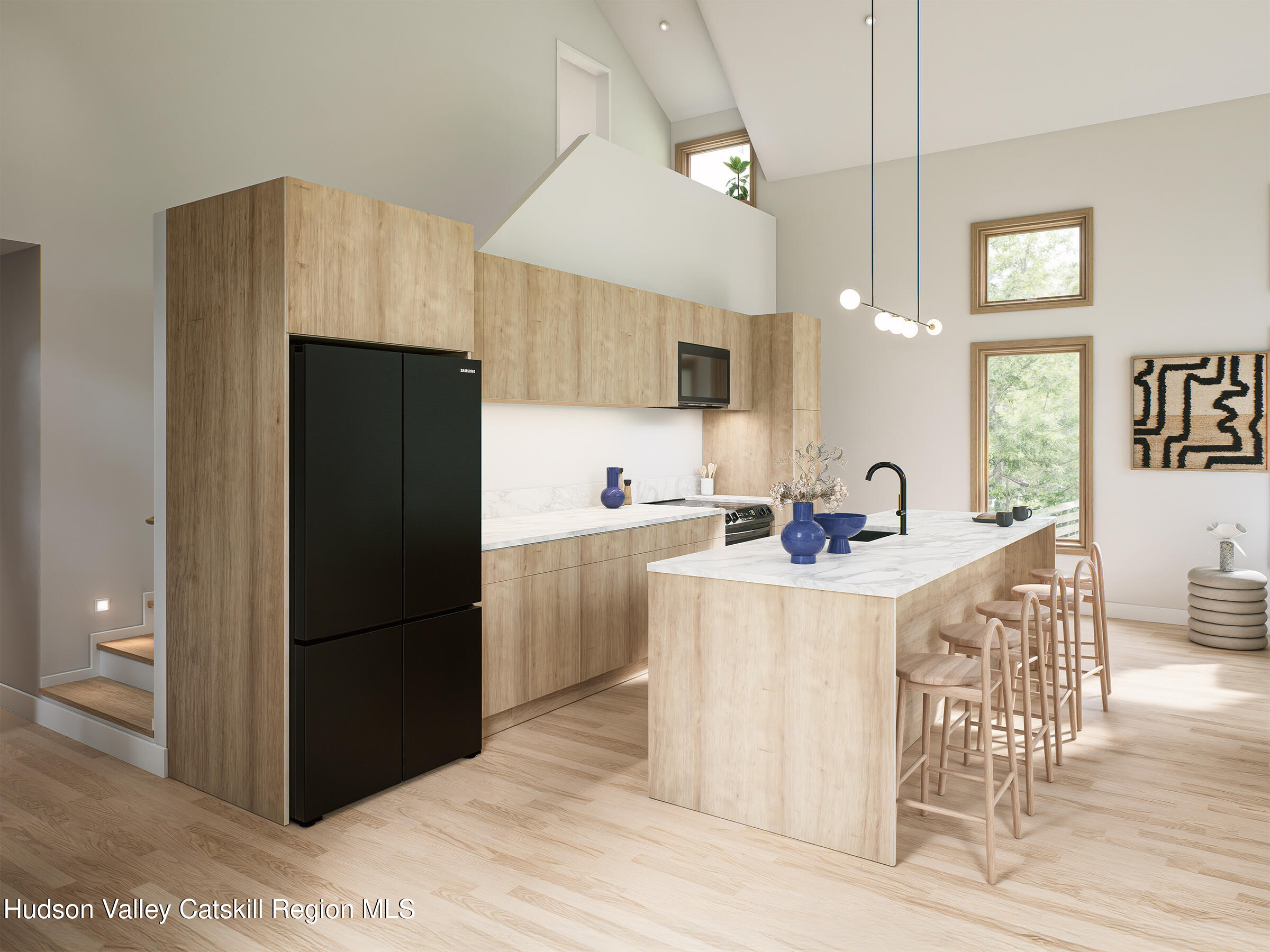 160 Birchall Road Wawarsing, NY 12428 - Photo 11 of 21 a kitchen with stainless steel appliances a refrigerator stove microwave and white cabinets
