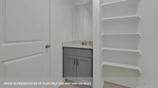 a bathroom with a shower and a sink