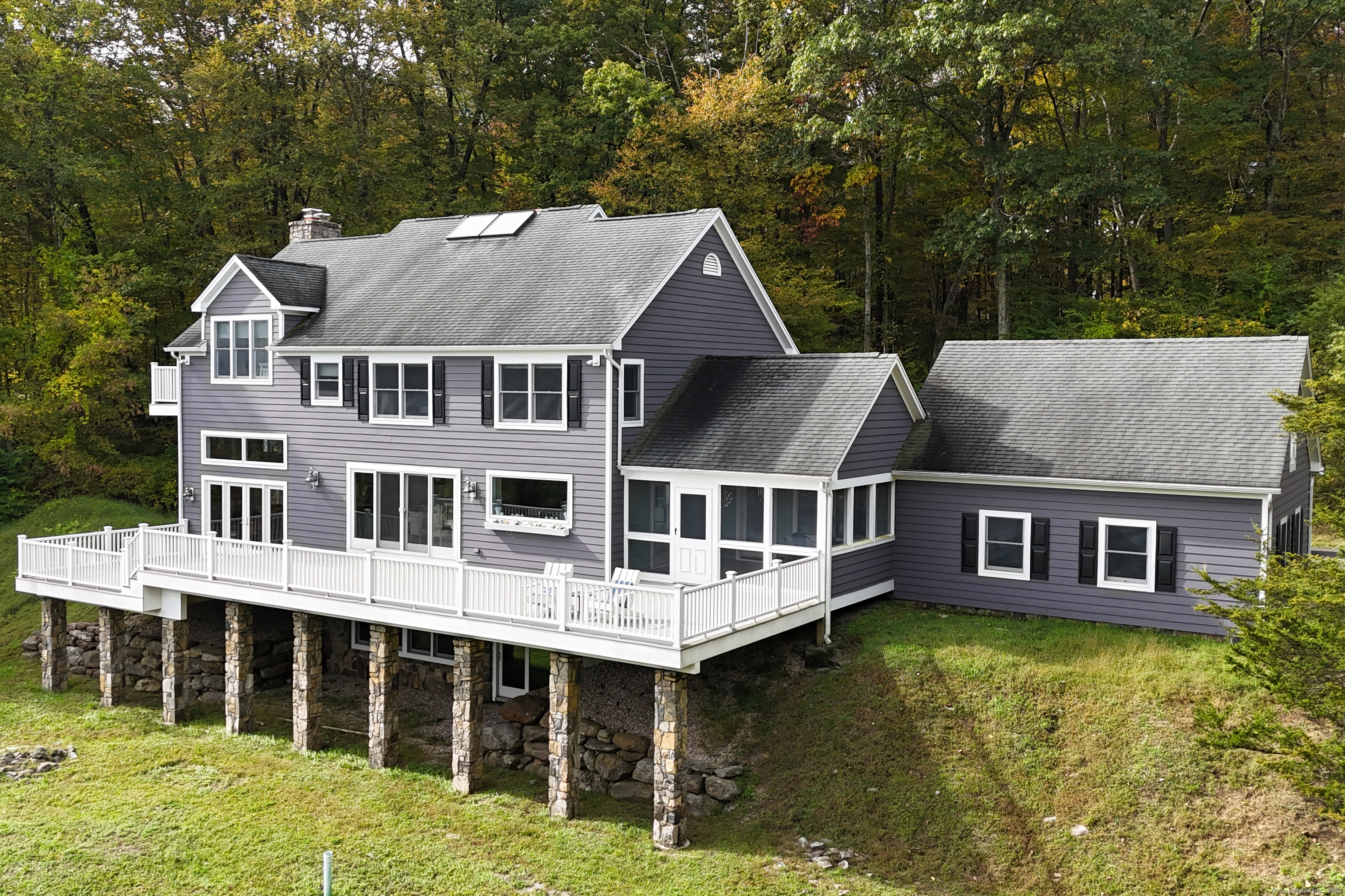 168 Cobble Road Kent, CT 06757 - Photo 39 of 40 a aerial view of a house with swimming pool in front of it