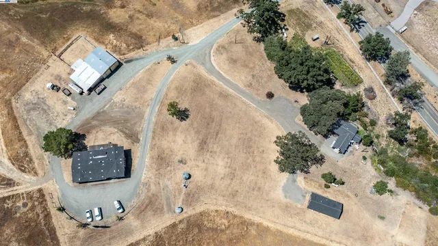 an aerial view of a house with entryway