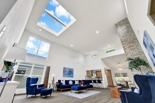 Massive Living Area with skylights