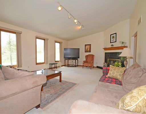 221 Monks Road Valencia, PA 16059 - Photo 4 of 18 Living Room. Huge living room with neutral carpet, log burning fireplace, trak lighting, vaulted ceiling. lots of bright windows.