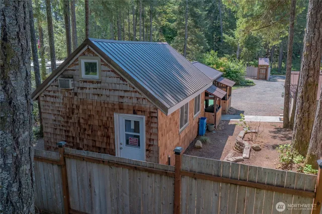 a aerial view of a house with a balcony