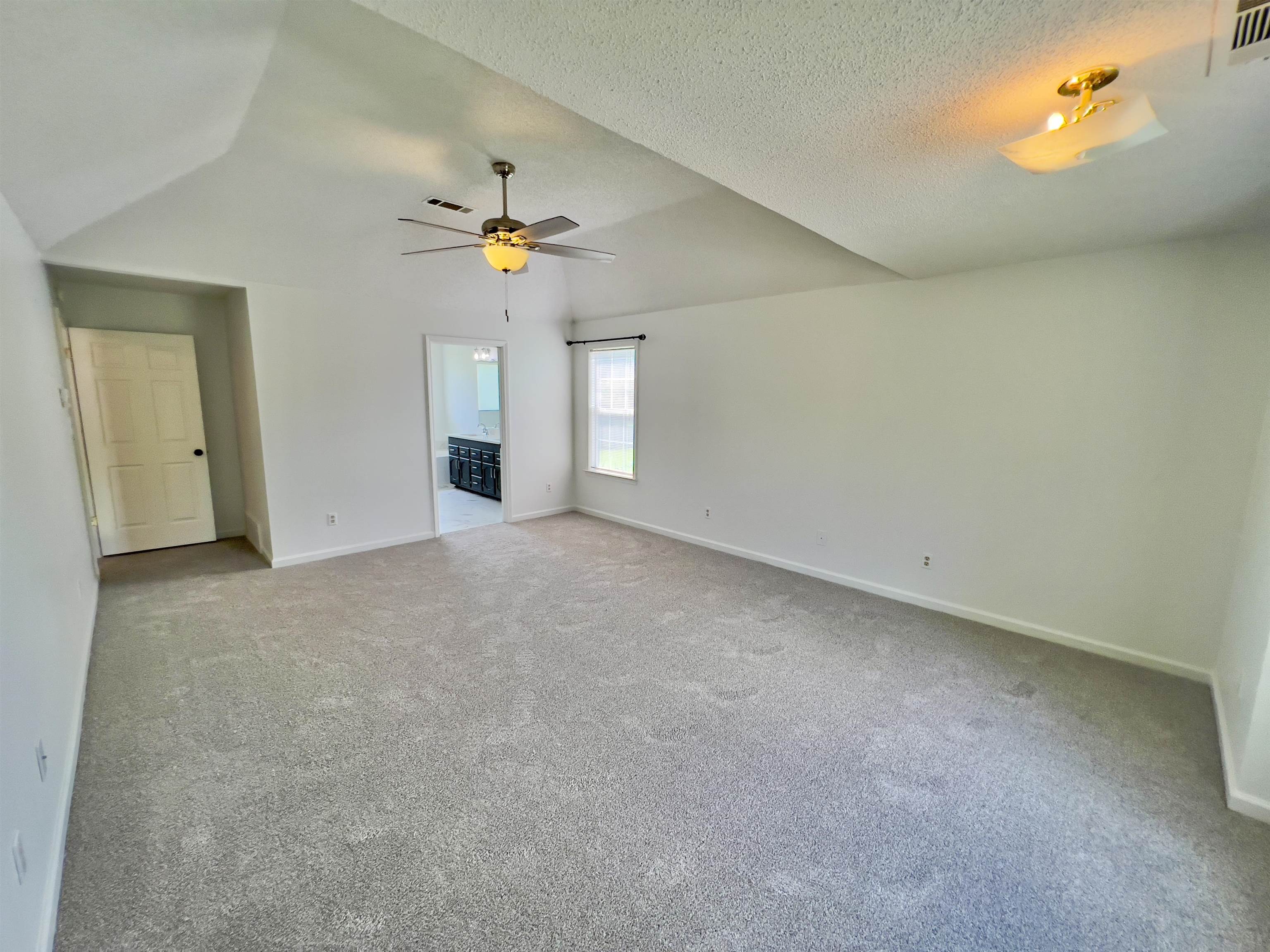 251 Cross Point Cove Collierville, TN 38017 - Photo 11 of 17 Interior space with ceiling fan, vaulted ceiling, and a textured ceiling