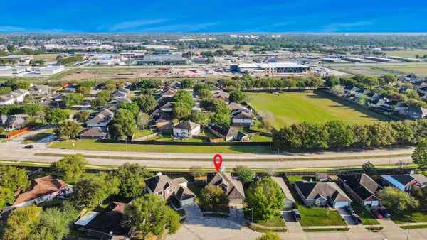 an outdoor space with furniture