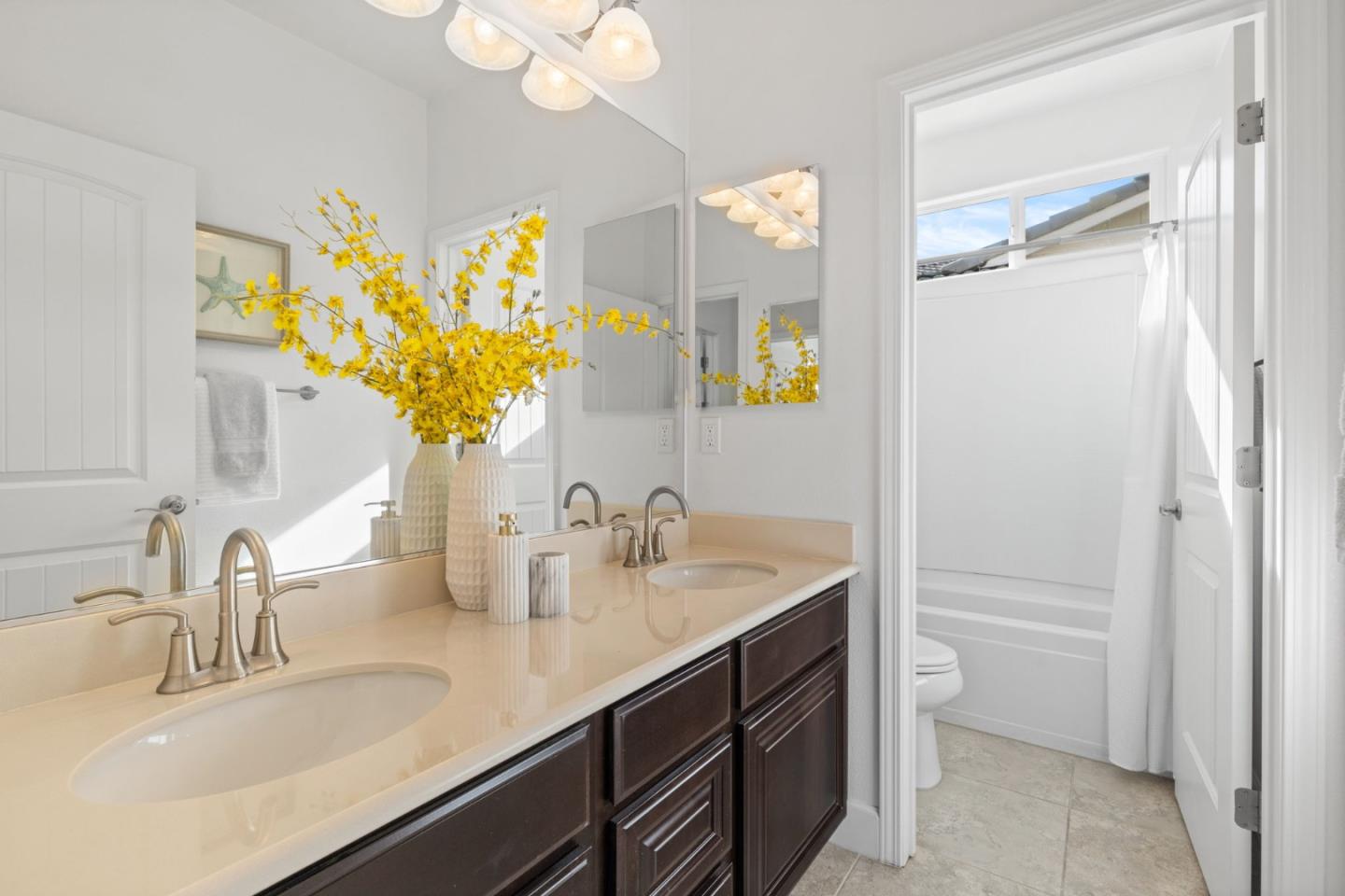 823 Sunrise Drive Gilroy, CA 95020 - Photo 31 of 46 a bathroom with a sink a vanity and a mirror