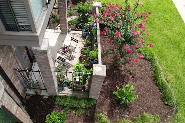 a view of porch with seating space