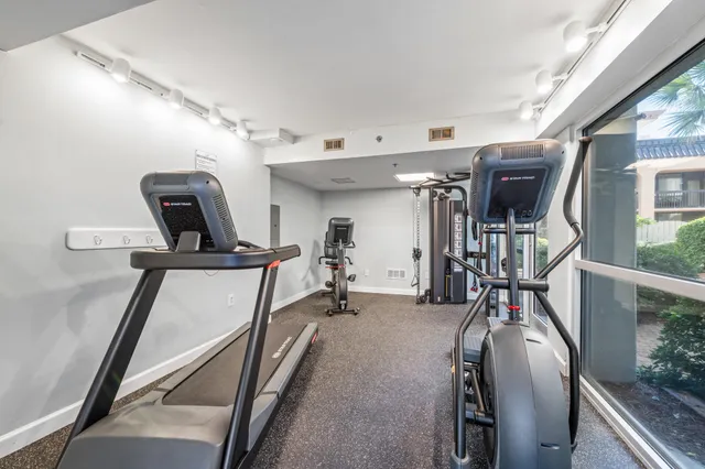a view of a room with gym equipment