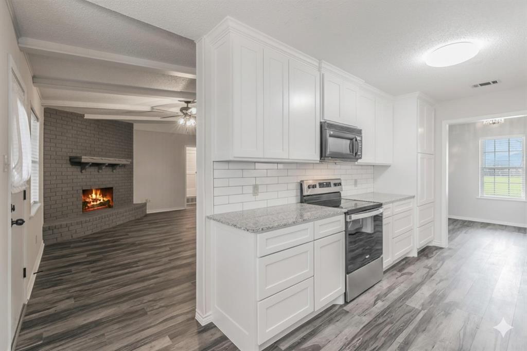 6248 Trail Lake Drive Fort Worth, TX 76133 - Photo 10 of 28 a kitchen with stainless steel appliances granite countertop a sink stove and cabinets