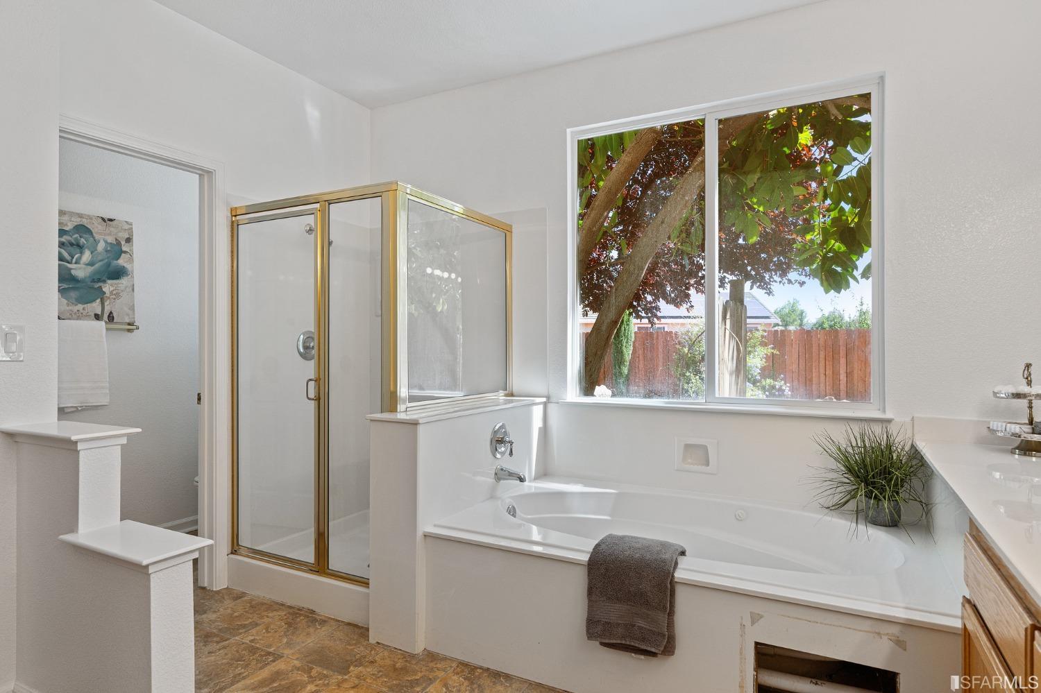 1359 Oak Crest Way Antioch, CA 94531 - Photo 34 of 65 a bathroom with a sink a bathtub and next to a window