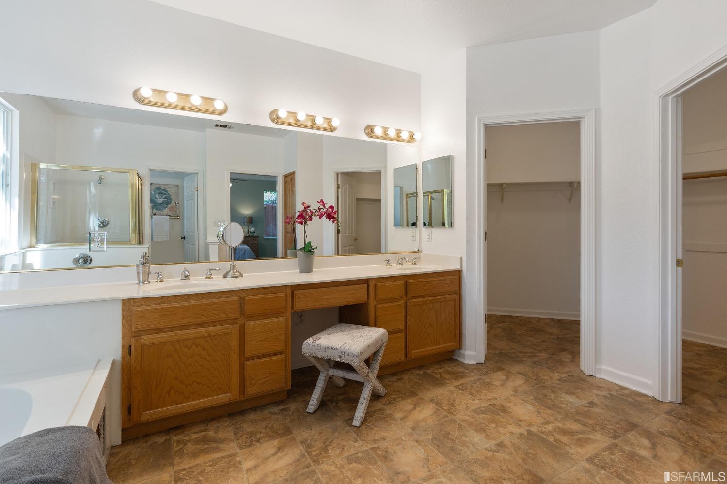 1359 Oak Crest Way Antioch, CA 94531 - Photo 35 of 65 a spacious bathroom with a sink double vanity and a mirror