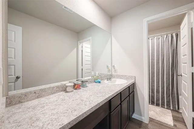 a view of a backyard with a small cabin