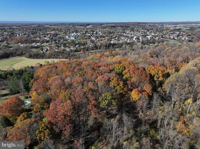 an aerial view of residential house with green space