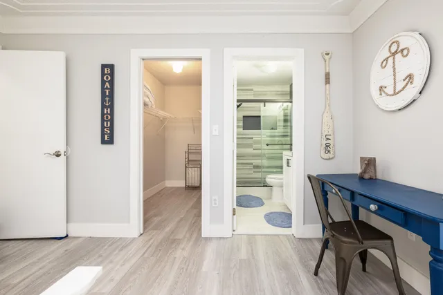 a kitchen with a stove and a microwave