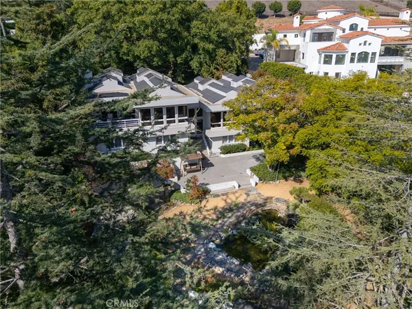 an aerial view of a house
