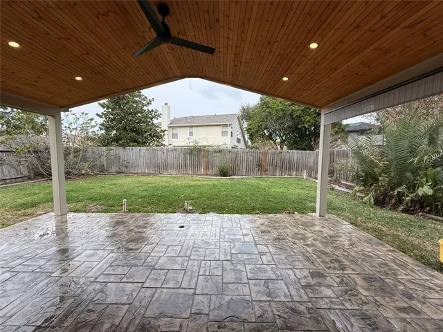 a view of a porch with a backyard