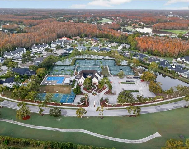 an aerial view of a house