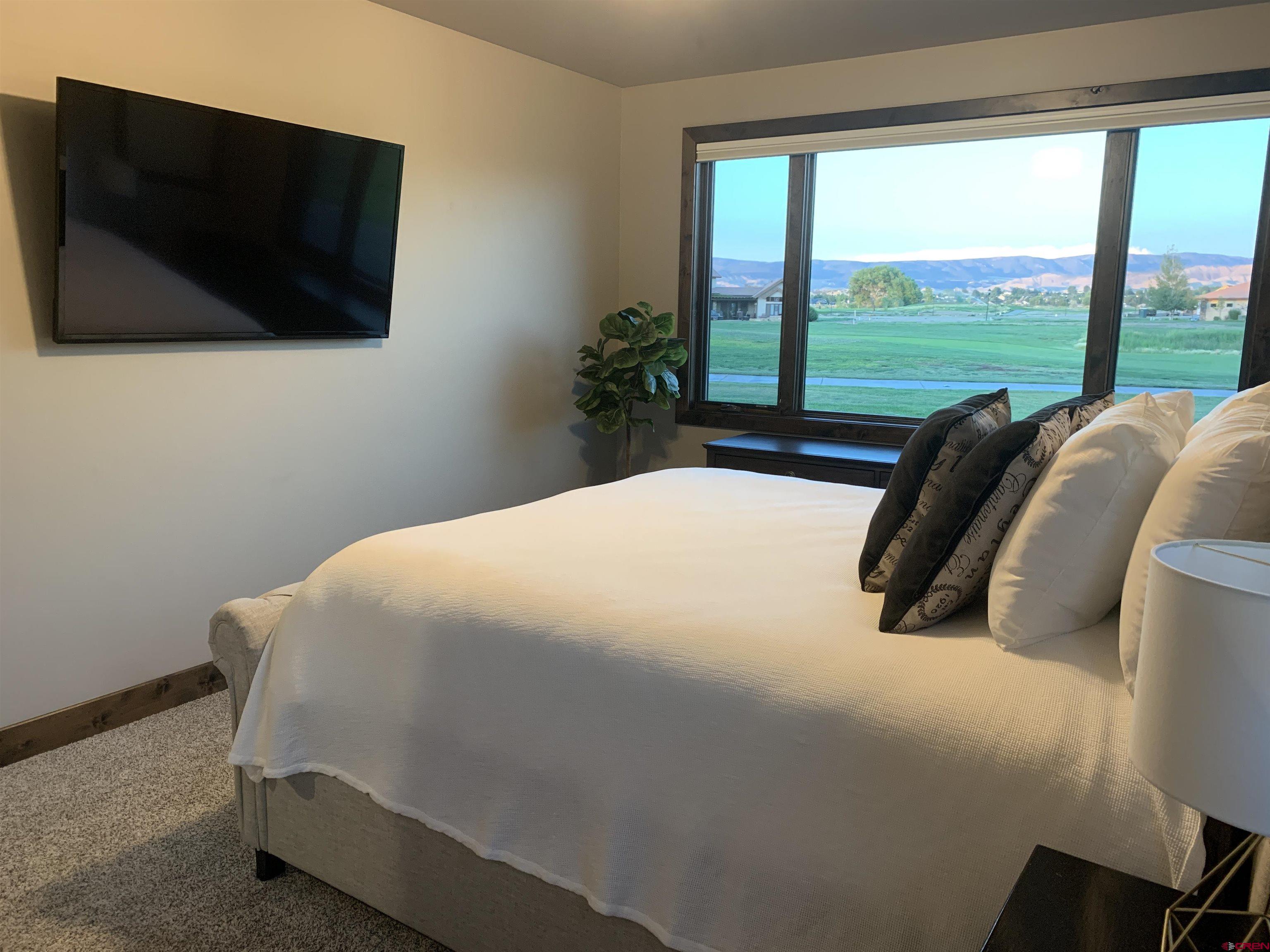 2533 Bear Lake Drive Montrose, CO 81401 - Photo 18 of 34 a bed sitting in a bedroom next to a flat tv screen next to a large window