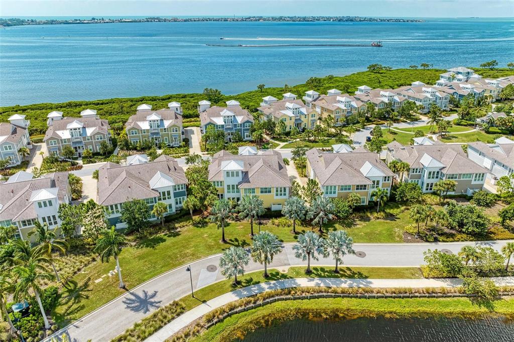 a view of a city with an ocean