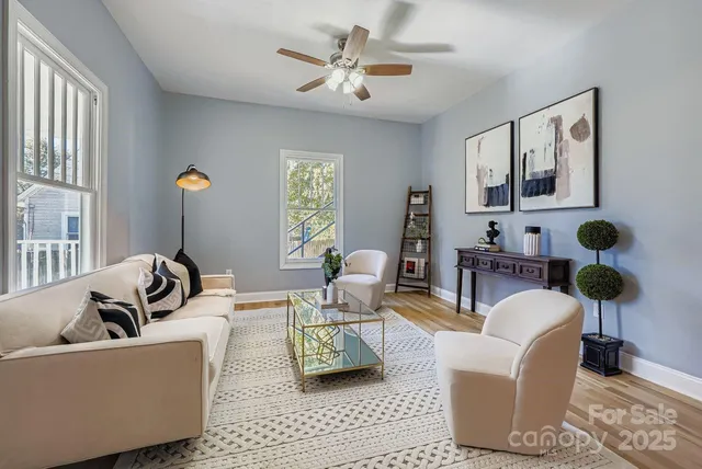 a living room with furniture